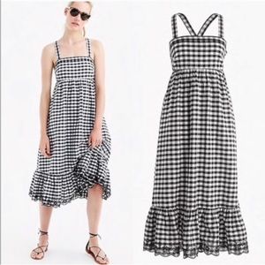 JCrew | Gingham Eyelet Trim Midi Dress